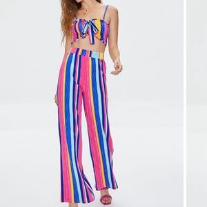 striped cropped cami and pants set